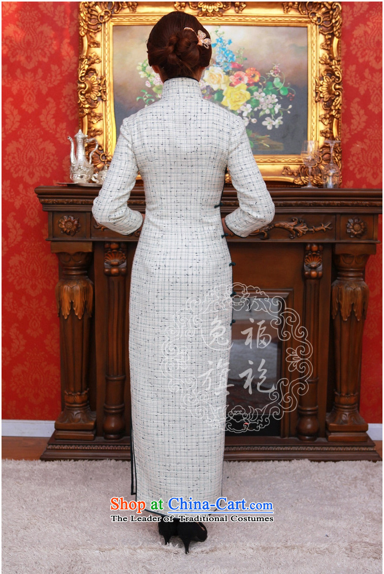 Custom High-end of the escape of the Republic of Korea long-sleeved daily plain color qipao cheongsam dress autumn long qipao retro white S 15 day shipping picture, prices, brand platters! The elections are supplied in the national character of distribution, so action, buy now enjoy more preferential! As soon as possible.