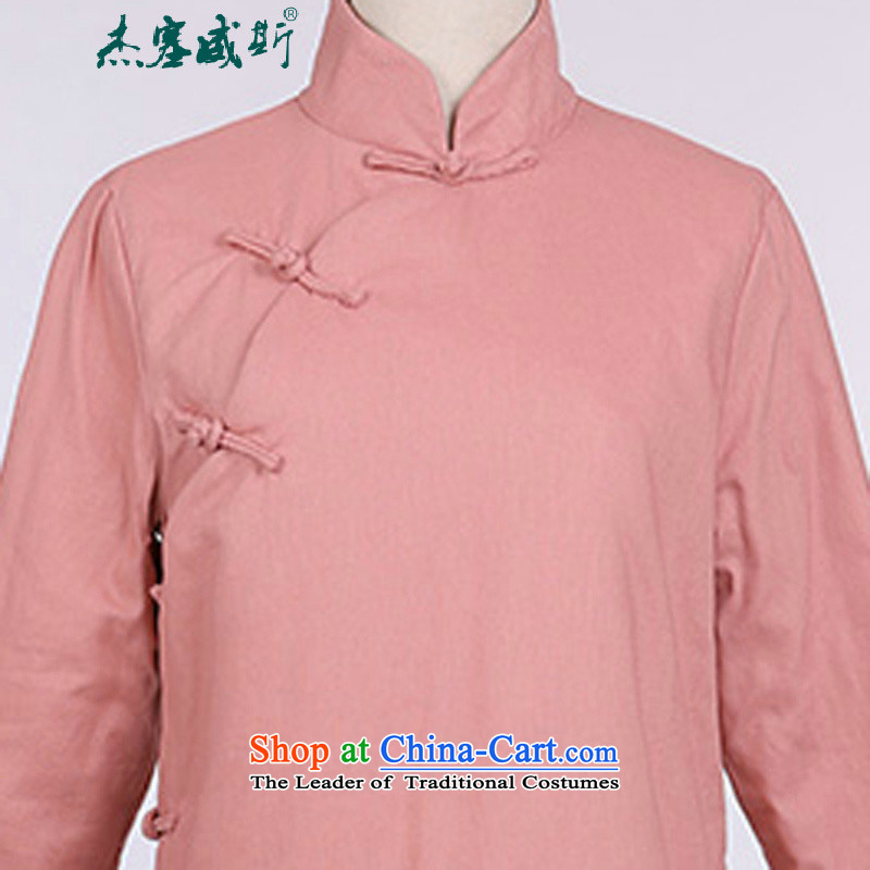 In the new kit, Tang dynasty retro collar solid-color power's cotton linen Han-long-sleeved gown is a hand-held long cotton field cotton coat beige jacket , Cheng Kejie, the , , , shopping on the Internet