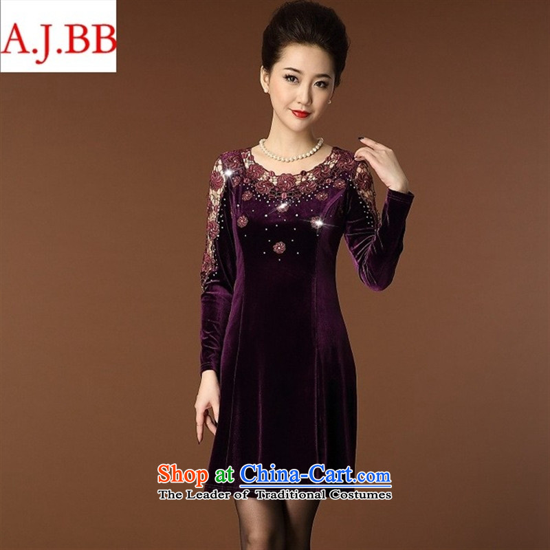 September *2015 clothes shops in the autumn of New Large older wedding Lace Embroidery on load mother Kim black velvet XXL,A.J.BB,,, shopping on the Internet