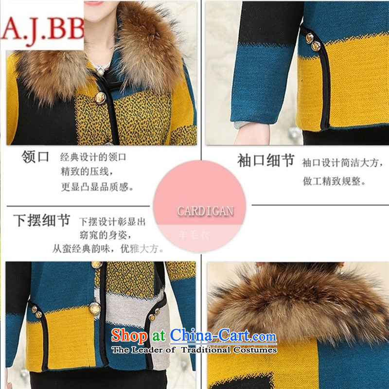 September *2015 autumn and winter clothes shops a wool coat mother woolen gross Neck Jacket in this older knitting coats yellow M,A.J.BB,,, shopping on the Internet