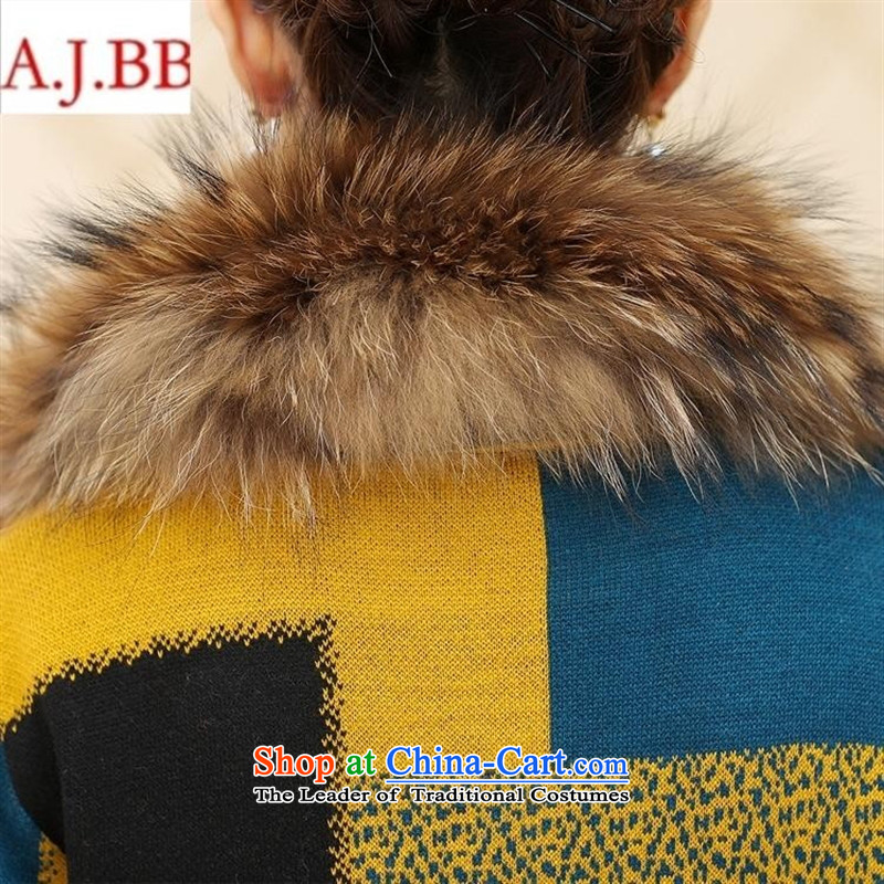 September *2015 autumn and winter clothes shops a wool coat mother woolen gross Neck Jacket in this older knitting coats yellow M,A.J.BB,,, shopping on the Internet