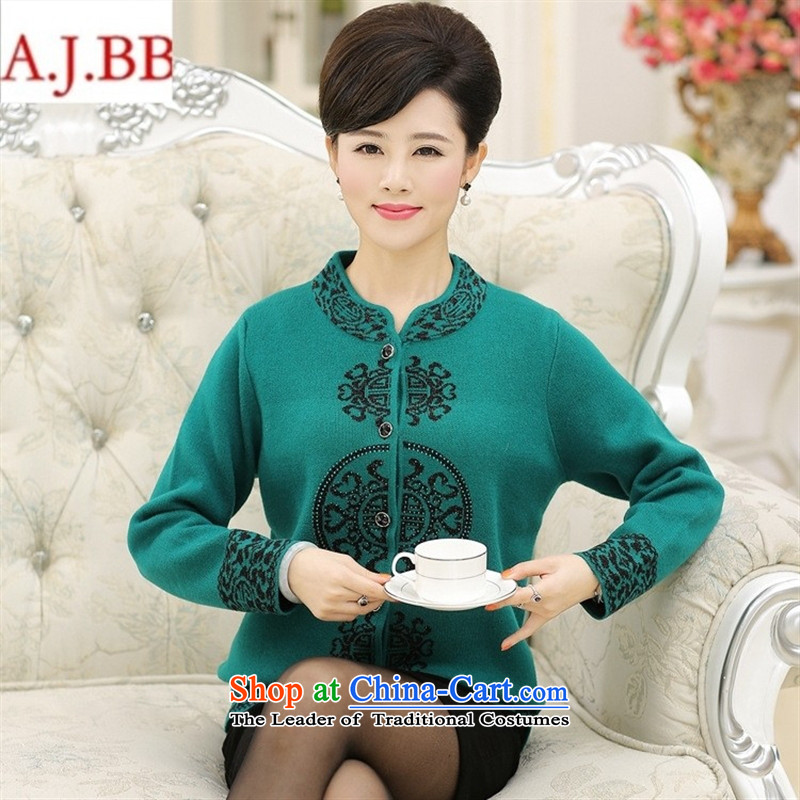 September clothes shops * autumn and winter in the new Elderly Women's mother woolen coats cardigan grandma loaded thick Sweater Knit shirts female blue 115,A.J.BB,,, shopping on the Internet