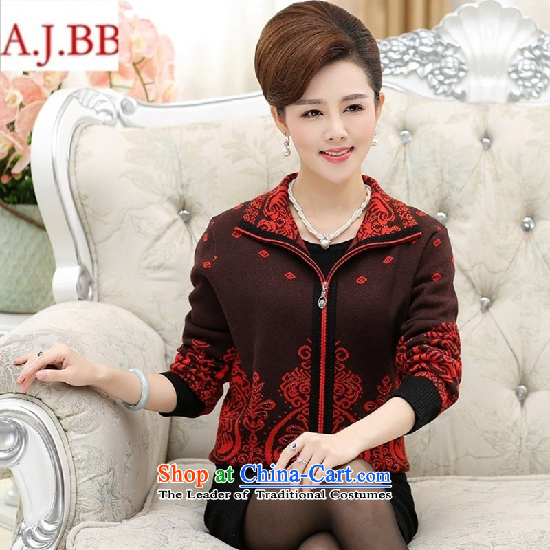 September clothes shops in older women's * autumn and winter jackets middle-aged moms with large zippered lapel Sweater Knit wool cardigan female black XL,A.J.BB,,, shopping on the Internet