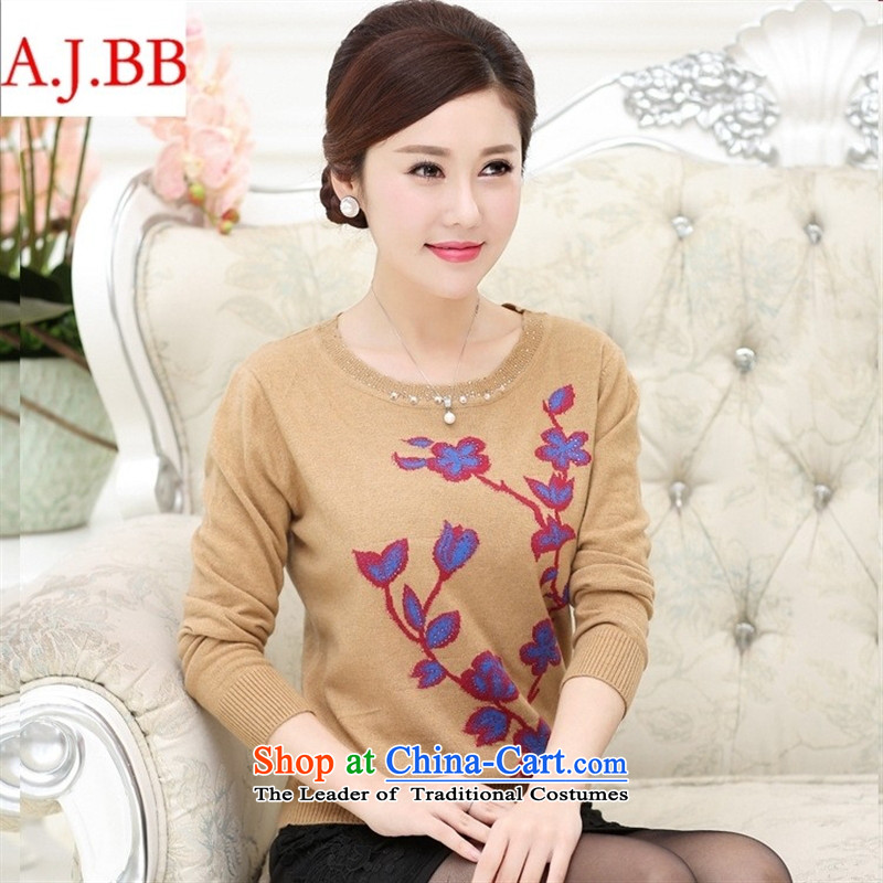 September clothes shops * Mother knitted shirts autumn wool sweater OL commuter in older, embroidery, forming the round-neck collar shirts and T-shirt women kit pink 120,A.J.BB,,, shopping on the Internet