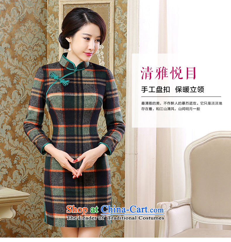2015 Autumn and winter cheongsam dress daily new retro improved chidori of long-sleeved wool? short skirt women, Chidori grid L picture, prices, brand platters! The elections are supplied in the national character of distribution, so action, buy now enjoy more preferential! As soon as possible.