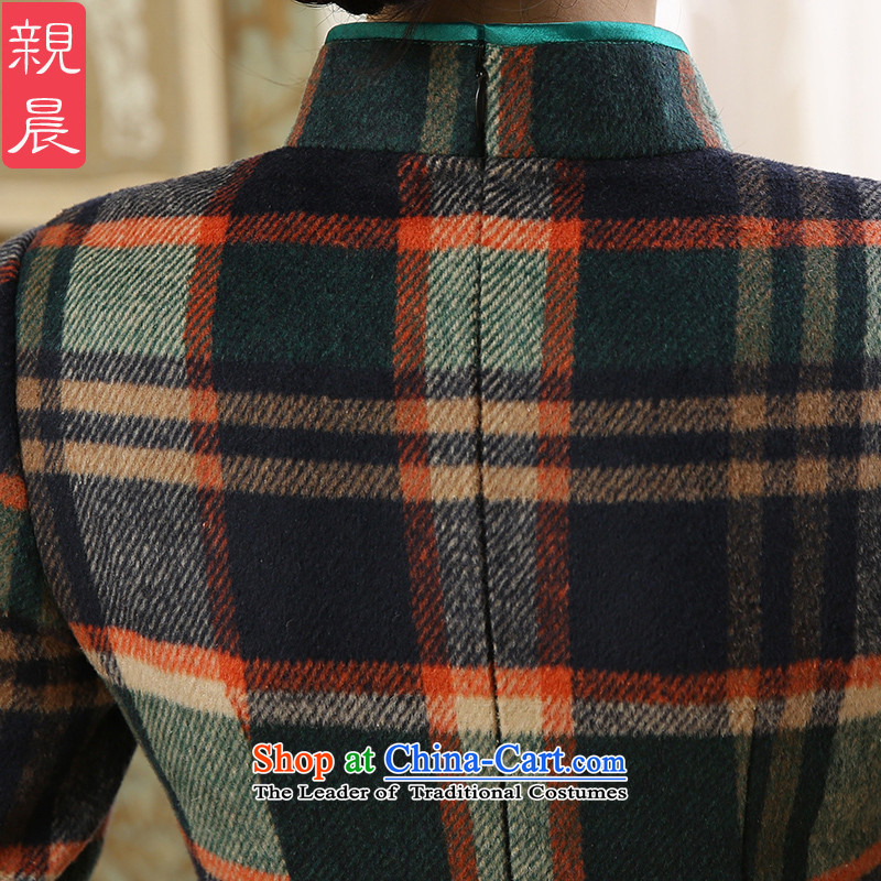 2015 Autumn and winter cheongsam dress daily new retro improved chidori of long-sleeved wool? short skirt women, Chidori grid , L, pro-am , , , shopping on the Internet