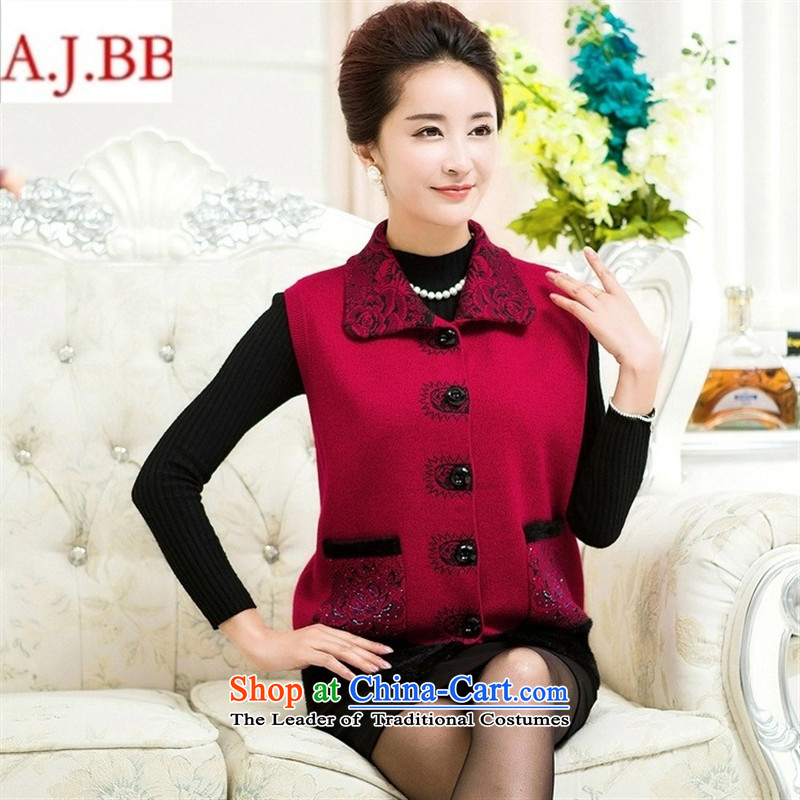September clothes shops, a middle-aged * Large sweater very casual lapel MOM 2015. replace older Cardigan Sweater Vest Red 110,A.J.BB,,, shopping on the Internet