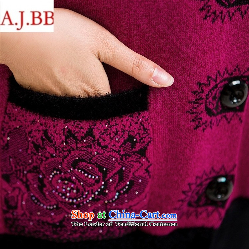 September clothes shops, a middle-aged * Large sweater very casual lapel MOM 2015. replace older Cardigan Sweater Vest Red 110,A.J.BB,,, shopping on the Internet