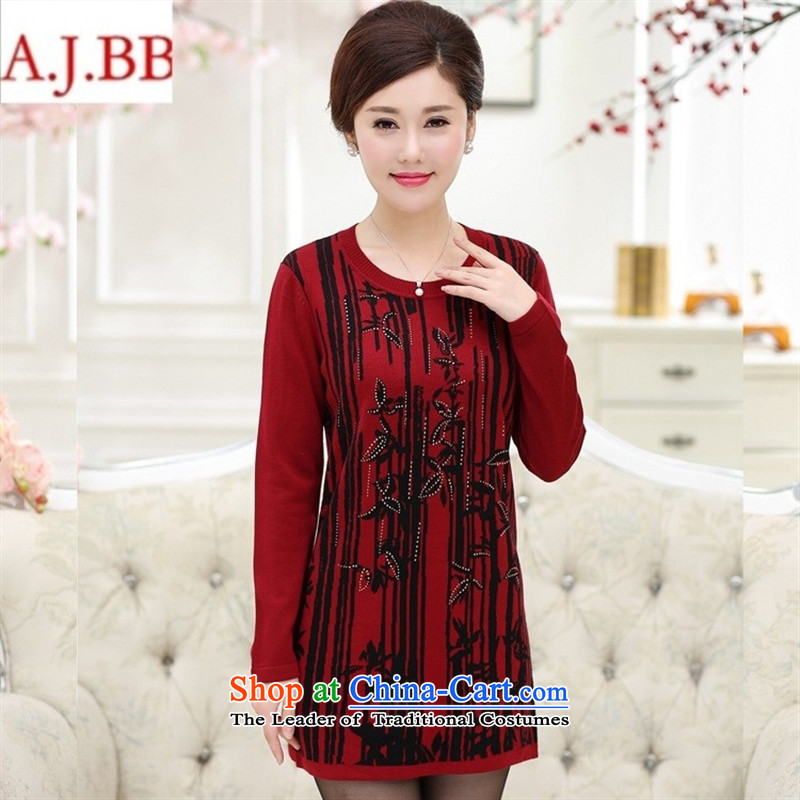 September _2015 clothes shops of older persons in the Autumn and Winter Sweater female Korean replacing wear shirts sweater skirt relaxd knitwear kit and install MOM wine red 110