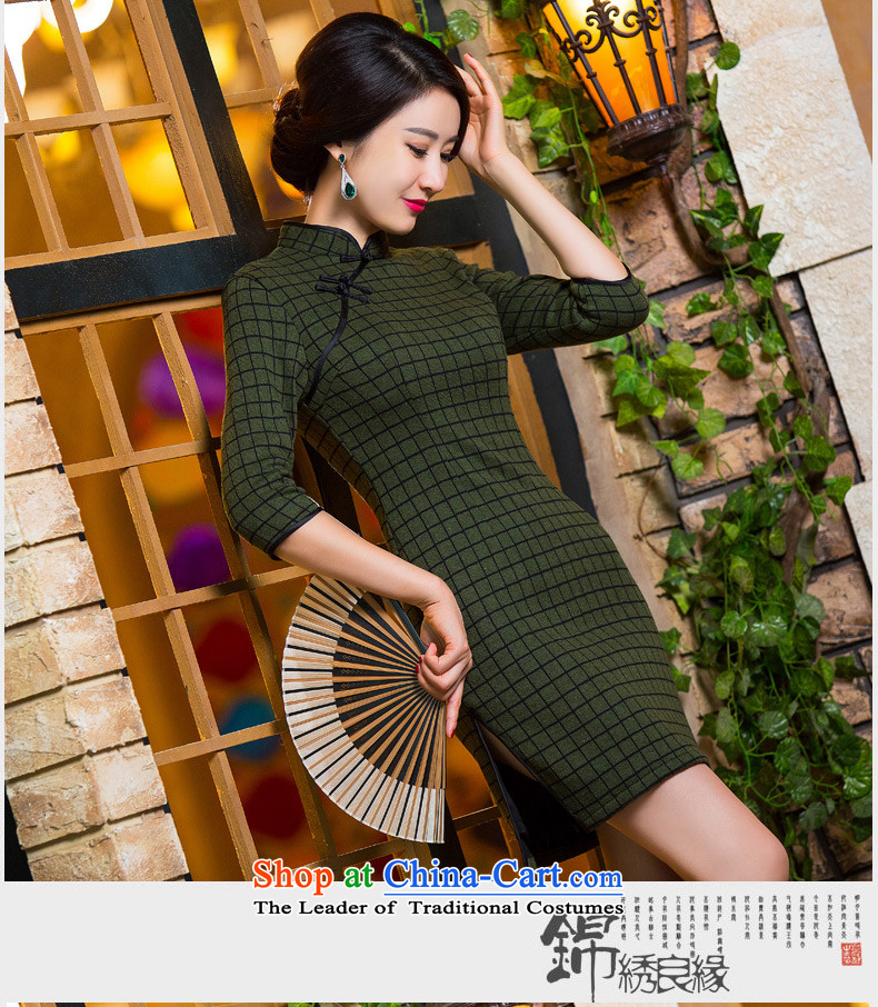 The cross-sa 2015 Green Grid Fall/Winter Collections qipao improved retro style qipao) thick skirt new knitting latticed gross QD300 qipao? Army Green XL Photo, prices, brand platters! The elections are supplied in the national character of distribution, so action, buy now enjoy more preferential! As soon as possible.
