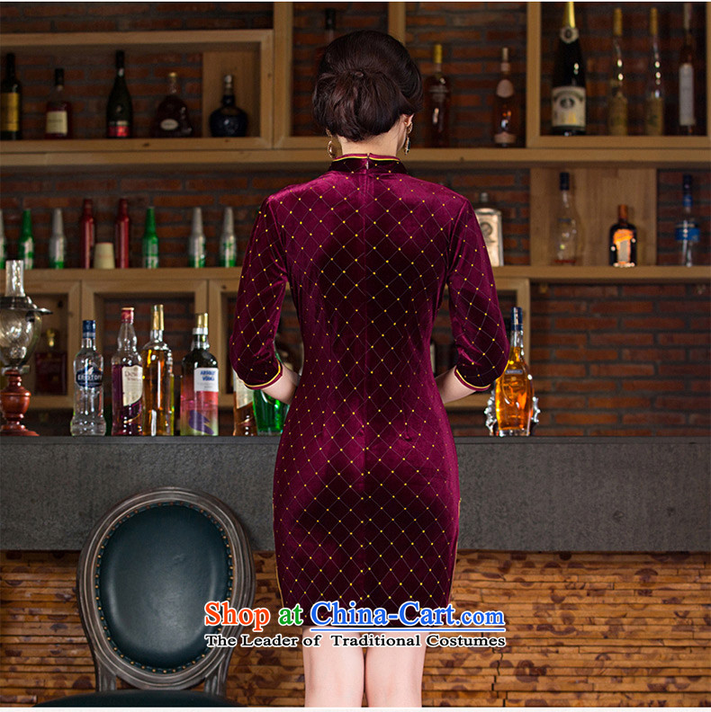 The cross-sa 2015 scouring pads qipao autumn flash replacing retro improved cheongsam dress new gold velour cheongsam dress, 7 Blue M pictures T8544 cuff, prices, brand platters! The elections are supplied in the national character of distribution, so action, buy now enjoy more preferential! As soon as possible.