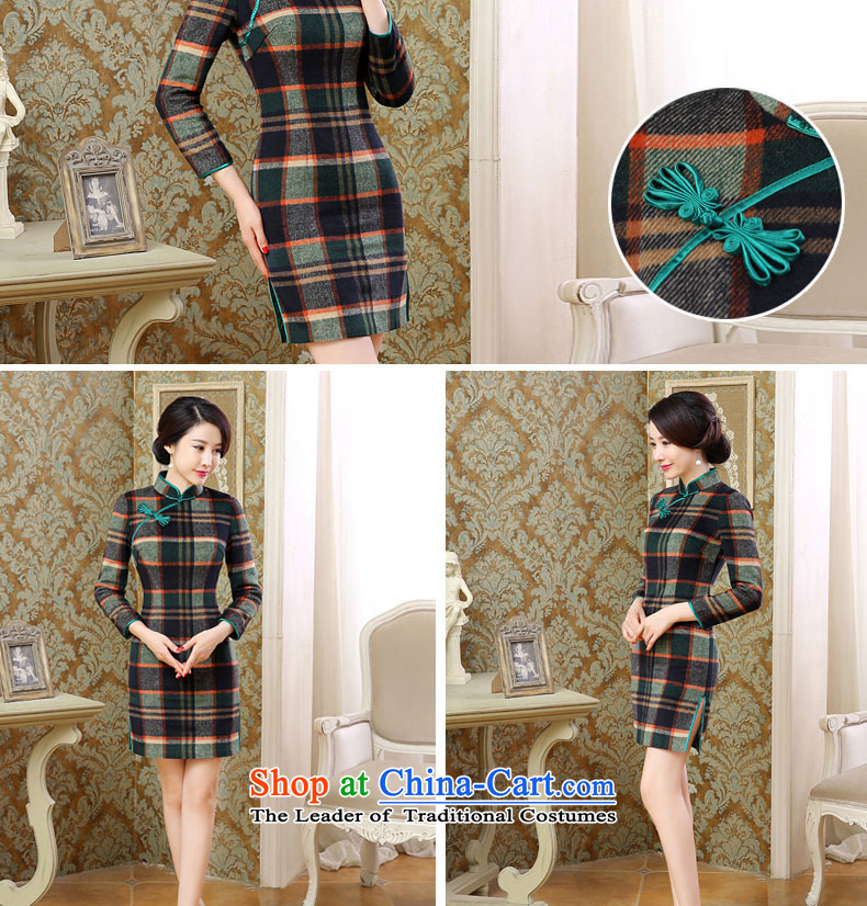 2015 Autumn and winter cheongsam dress daily new retro improved chidori of long-sleeved wool? short skirt women, Chidori grid M picture, prices, brand platters! The elections are supplied in the national character of distribution, so action, buy now enjoy more preferential! As soon as possible.