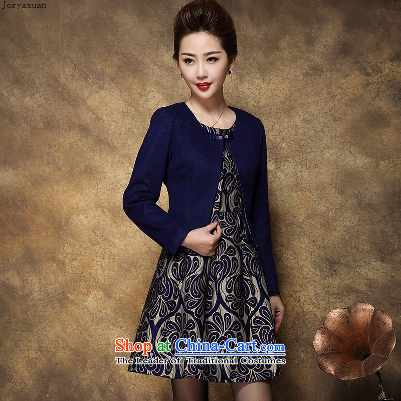 Web soft clothes large high-end 2015 middle-aged female Mother New) Autumn two kits wool dresses? possession of blue , L-ya Xuan (joryaxuan) , , , shopping on the Internet