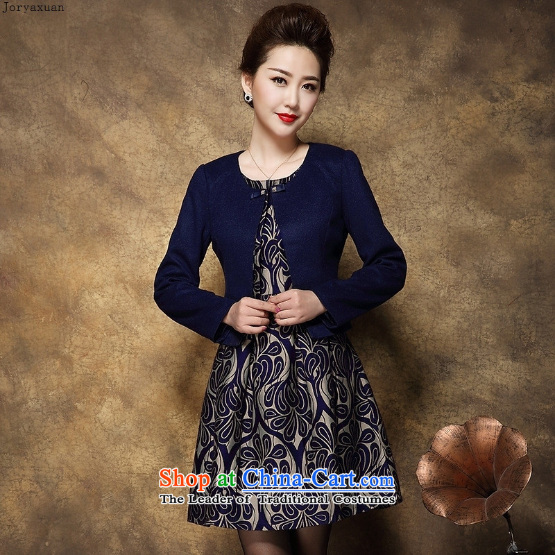 Web soft clothes large high-end 2015 middle-aged female Mother New) Autumn two kits wool dresses? possession of blue , L-ya Xuan (joryaxuan) , , , shopping on the Internet