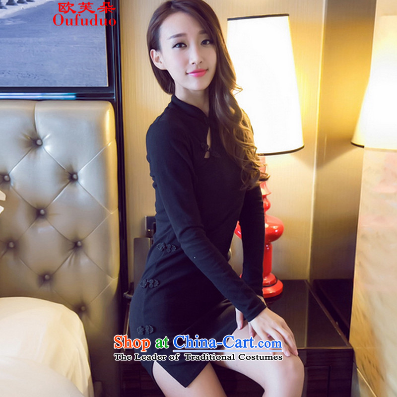 The OSCE to make 2015 a new stylish retro autumn sexy beauty package and a mock-neck cheongsam dress girl S, Europe to 6915 Black (oufuduo) , , , shopping on the Internet