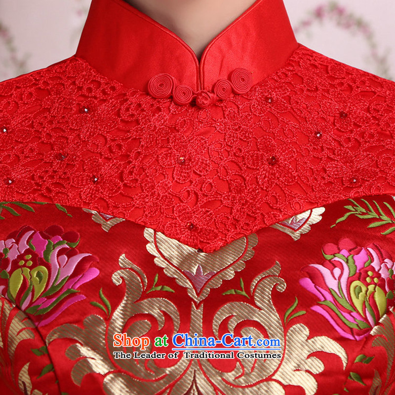 Elizabeth key marriages bows services 2015 Winter Package Folder cotton long long-sleeved red cotton retro qipao cheongsam with     RED , L, Sha encryption (MR. SHAMI) , , , shopping on the Internet