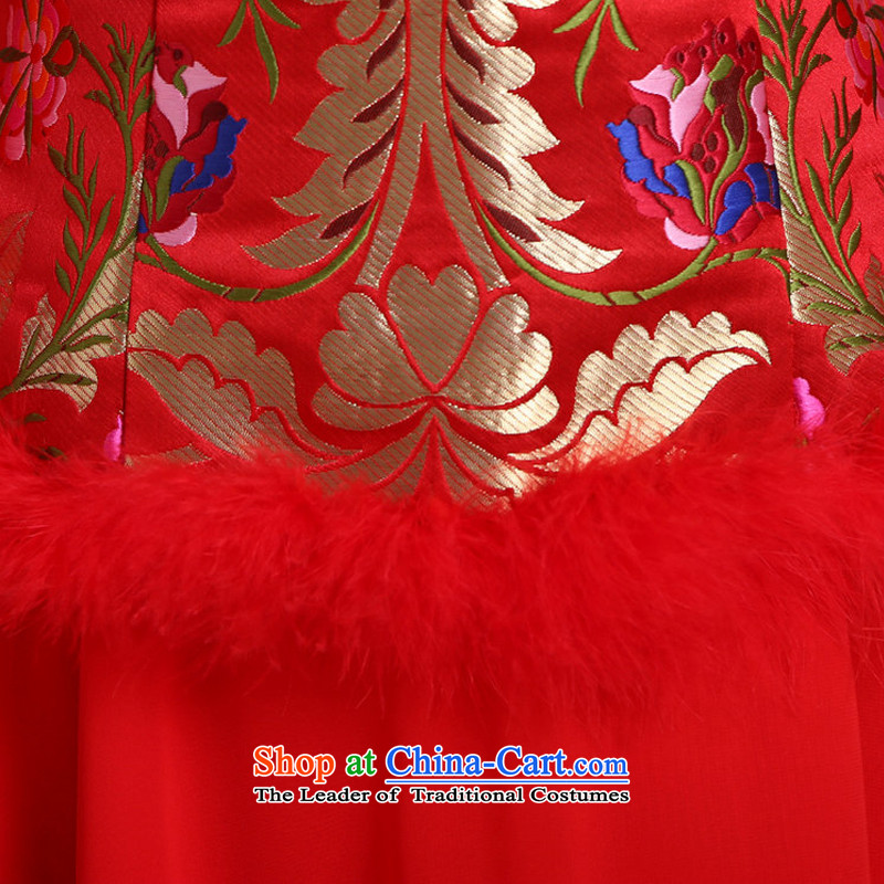 Elizabeth key marriages bows services 2015 Winter Package Folder cotton long long-sleeved red cotton retro qipao cheongsam with     RED , L, Sha encryption (MR. SHAMI) , , , shopping on the Internet