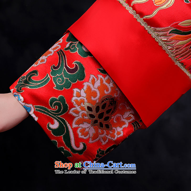 Sau Wo service use the autumn and winter, the dragon bride dress ancient Chinese wedding gown wedding long marriages bows services red Xs,oco,,, shopping on the Internet