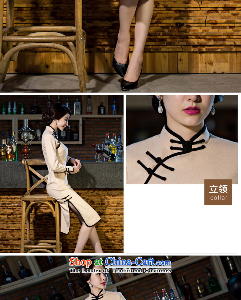The cheongsam dress 2015 Fall/Winter Collections New Stylish retro improved long long-sleeved Ms. gross? The skirt beige 2XL Photo, prices, brand platters! The elections are supplied in the national character of distribution, so action, buy now enjoy more preferential! As soon as possible.