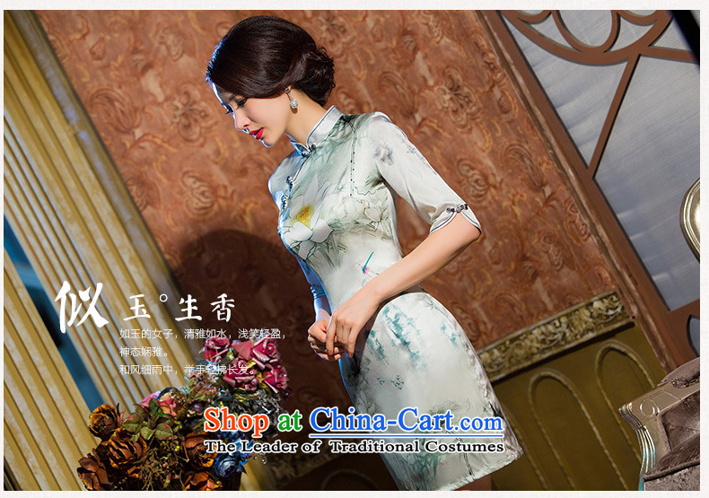 Yuan of pool Lin retro heavyweight Silk Cheongsam with improved cheongsam dress autumn new) cuff herbs extract cheongsam dress HY670 White XXL pictures President, prices, brand platters! The elections are supplied in the national character of distribution, so action, buy now enjoy more preferential! As soon as possible.