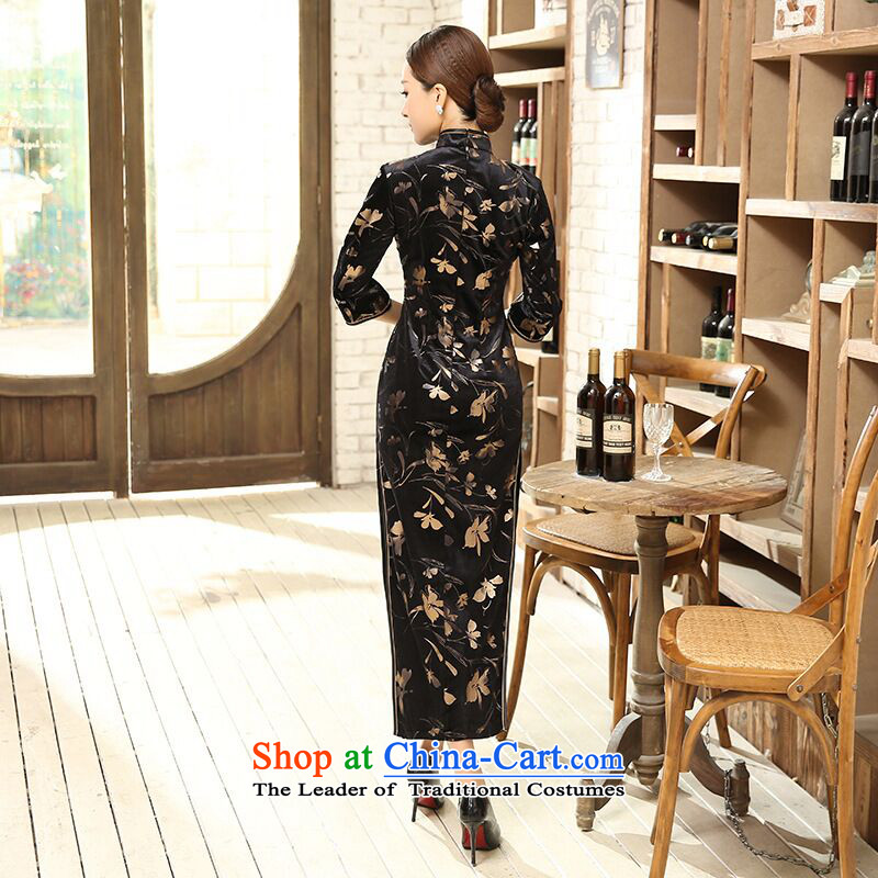 Figure 2015 autumn flowers with chinese president Kim scouring pads qipao classical stretch of 7 long-sleeved Sau San cheongsam dress Figure Color S picture, prices, brand platters! The elections are supplied in the national character of distribution, so action, buy now enjoy more preferential! As soon as possible.