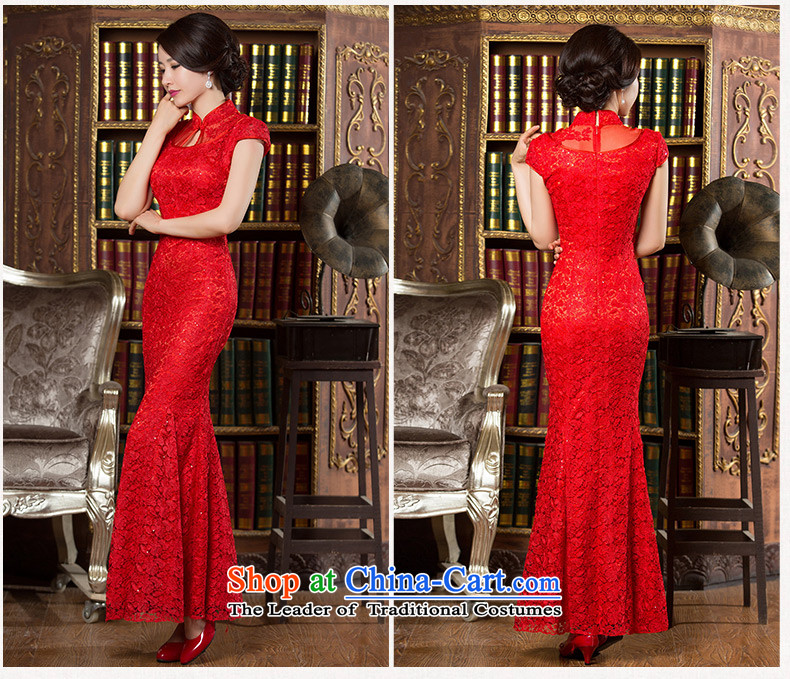 Yuan of feast red lace cheongsam dress qipao load autumn improved new bride wedding banquet, serving drink crowsfoot Ms. skirt dress HY901 RED M picture, prices, brand platters! The elections are supplied in the national character of distribution, so action, buy now enjoy more preferential! As soon as possible.