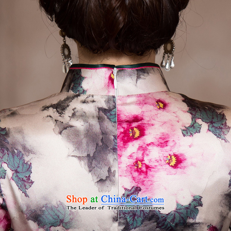 Yuan of the fog flower heavyweight Silk Cheongsam with improved cheongsam dress autumn new retro style, Ms. cuff cheongsam dress HY675A picture color pixel YUAN YUAN XXL, SU) , , , shopping on the Internet
