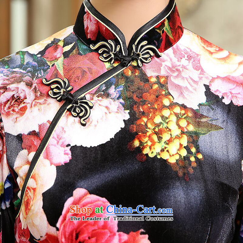Find Women's clothes autumn Sophie new plush CHINESE CHEONGSAM collar poster improvement of 7 to Sau San cuff short cheongsam dress Figure Color S picture, prices, brand platters! The elections are supplied in the national character of distribution, so action, buy now enjoy more preferential! As soon as possible.