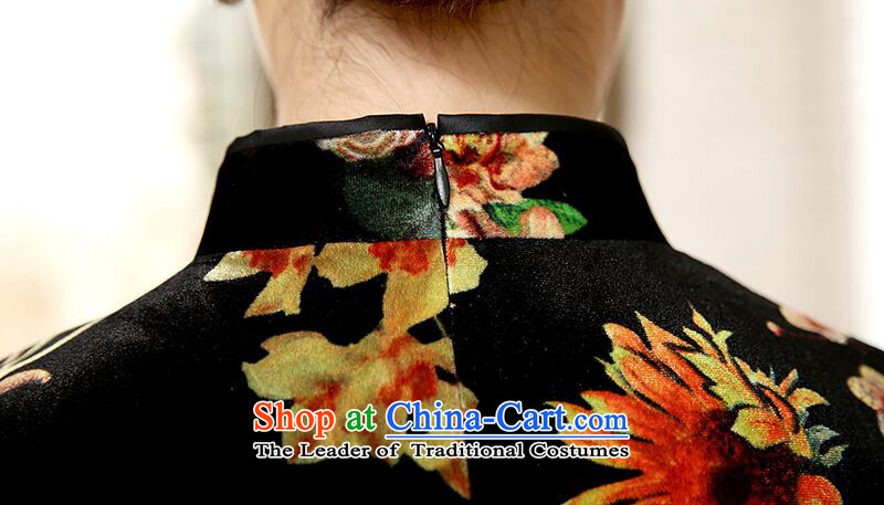 Floral autumn 2015 Women's clothes Chinese improved seven retro qipao Sau San cuff scouring pads cheongsam dress figure color pictures, prices, XL brand platters! The elections are supplied in the national character of distribution, so action, buy now enjoy more preferential! As soon as possible.