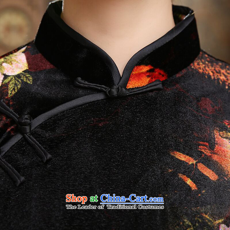 It fall 2015, Tang dynasty women cheongsam Chinese classical Stretch Wool short-sleeved as of 7 qipao map color 2XL, floral shopping on the Internet has been pressed.
