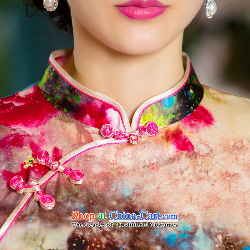 Yuan of rendering 2015 retro heavyweight Silk Cheongsam with improved cheongsam dress autumn new stylish in Ms. cuff cheongsam dress HY628A picture color pixel YUAN YUAN XXL, SU) , , , shopping on the Internet