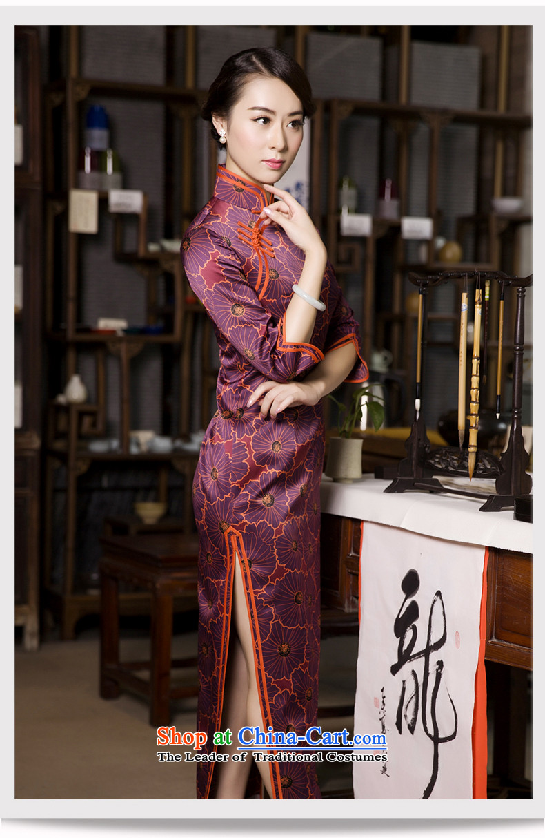 Kim wu pin long Silk Cheongsam autumn 2015 new women's daily with high-end retro long skirt style qipao Foutune of deep red M picture, prices, brand platters! The elections are supplied in the national character of distribution, so action, buy now enjoy more preferential! As soon as possible.