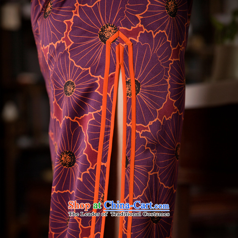 Kim wu pin long Silk Cheongsam autumn 2015 new women's daily with high-end retro long skirt style qipao Foutune of deep red M, Wu-PIN , , , Kim shopping on the Internet