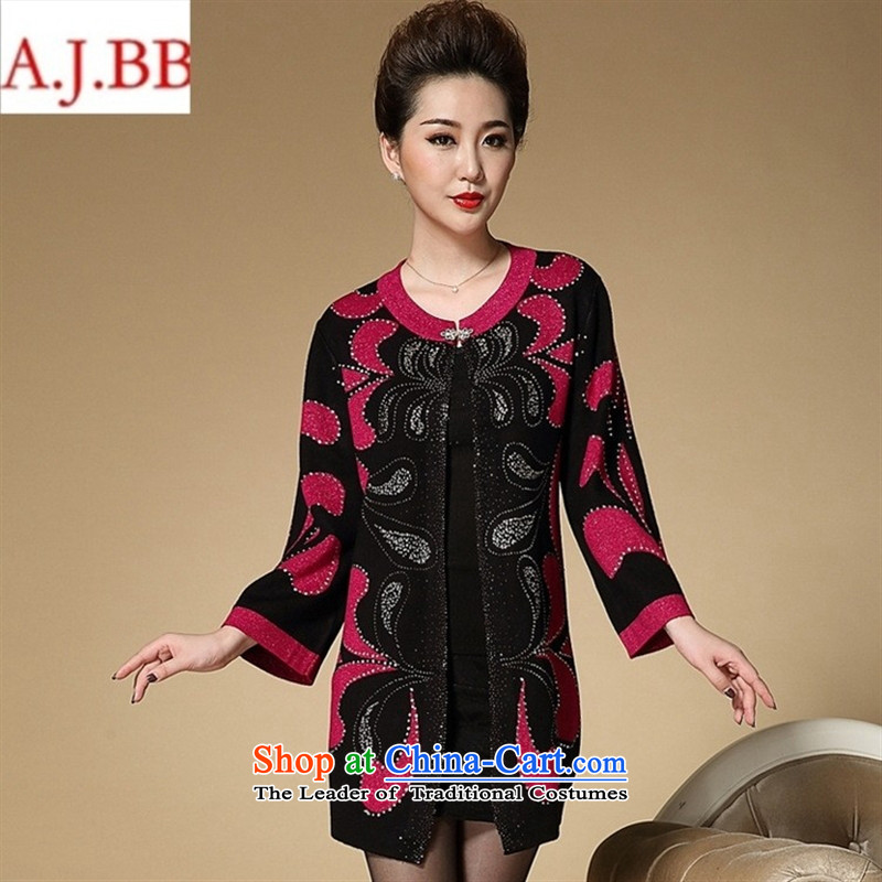 September clothes shops _2015 autumn and winter new MOM pack ironing drill in older relaxd Knitted Shirt in large long coats of sweaters Red?120
