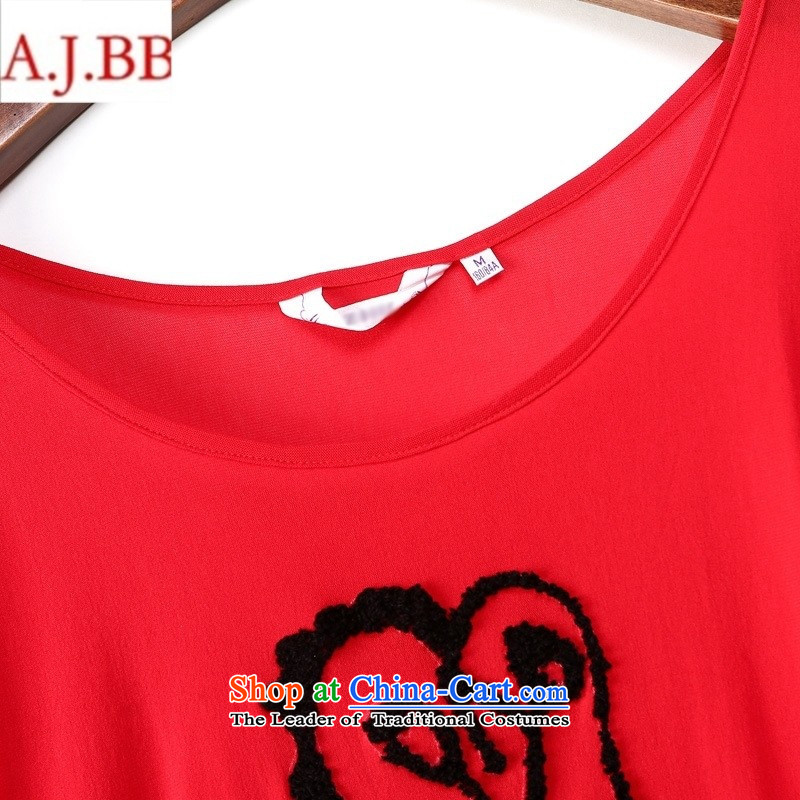 September clothes shops * European site autumn and winter female new stylish animal stamp Sau San video stereo thin red T-shirt M,A.J.BB,,, shopping on the Internet