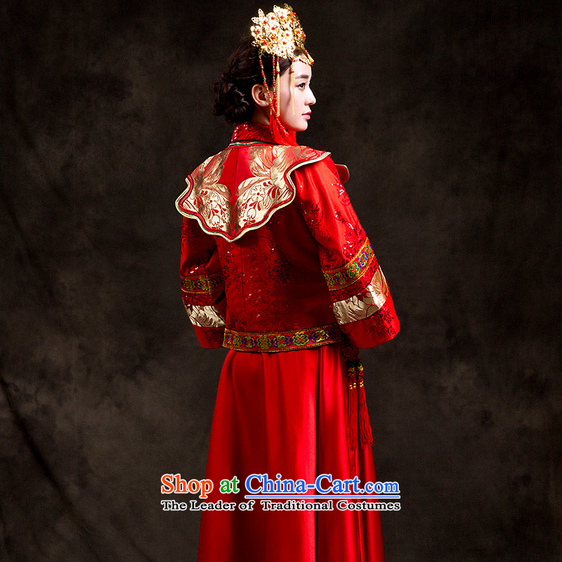 The TOCO Sau Wo serving CHINESE CHEONGSAM pregnant women serving wedding dresses bride bows female Red Mun Tang Women's clothes long red Xs,oco,,, shopping on the Internet