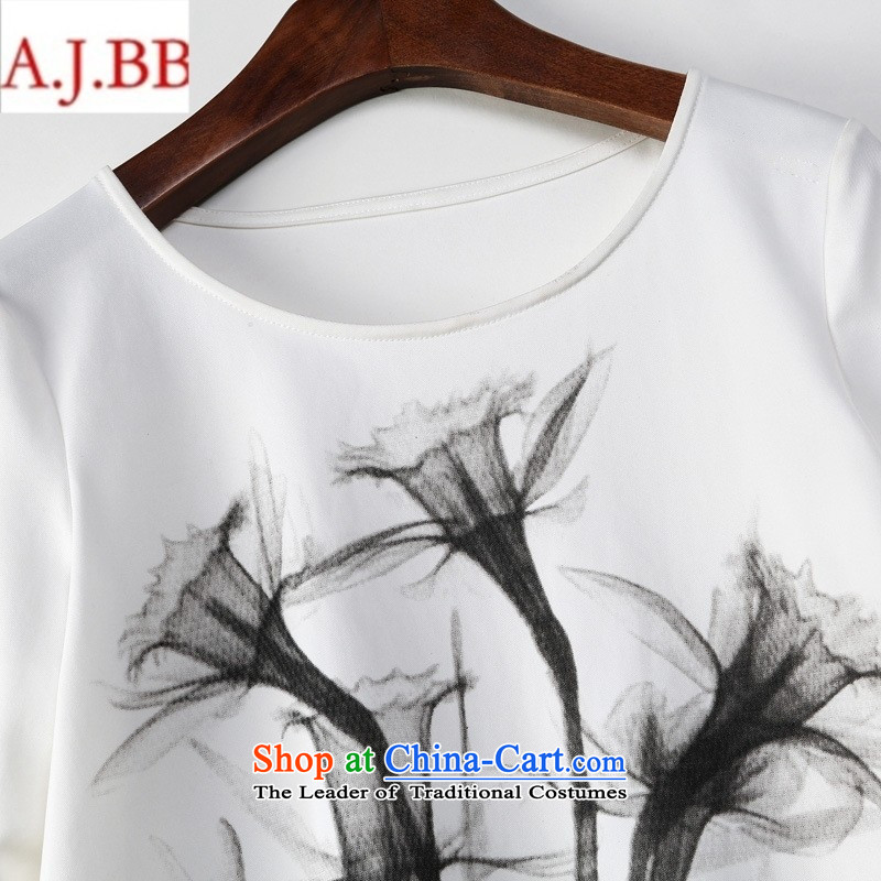 September clothes shops * European site autumn and winter new women's western modern, unobtrusive styling S,A.J.BB,,, white T-Shirt     stamp shopping on the Internet