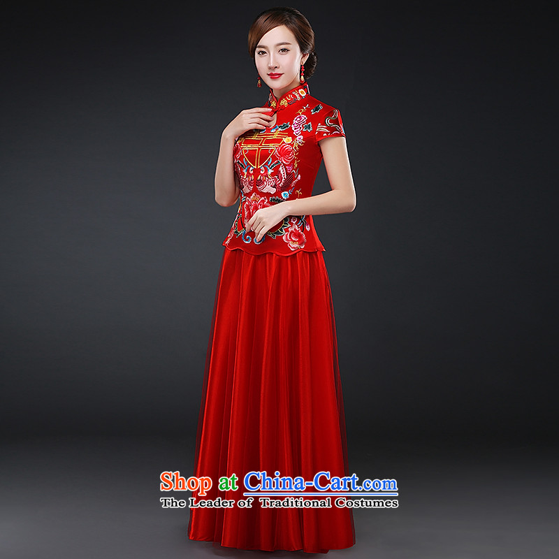 Hillo Lisa (XILUOSHA) Bride cheongsam dress autumn 2015 new bride dress Chinese boxed wedding gown bride marriage bows、Qipao Length of service of the Red, L, Lisa (XILUOSHA) , , , shopping on the Internet