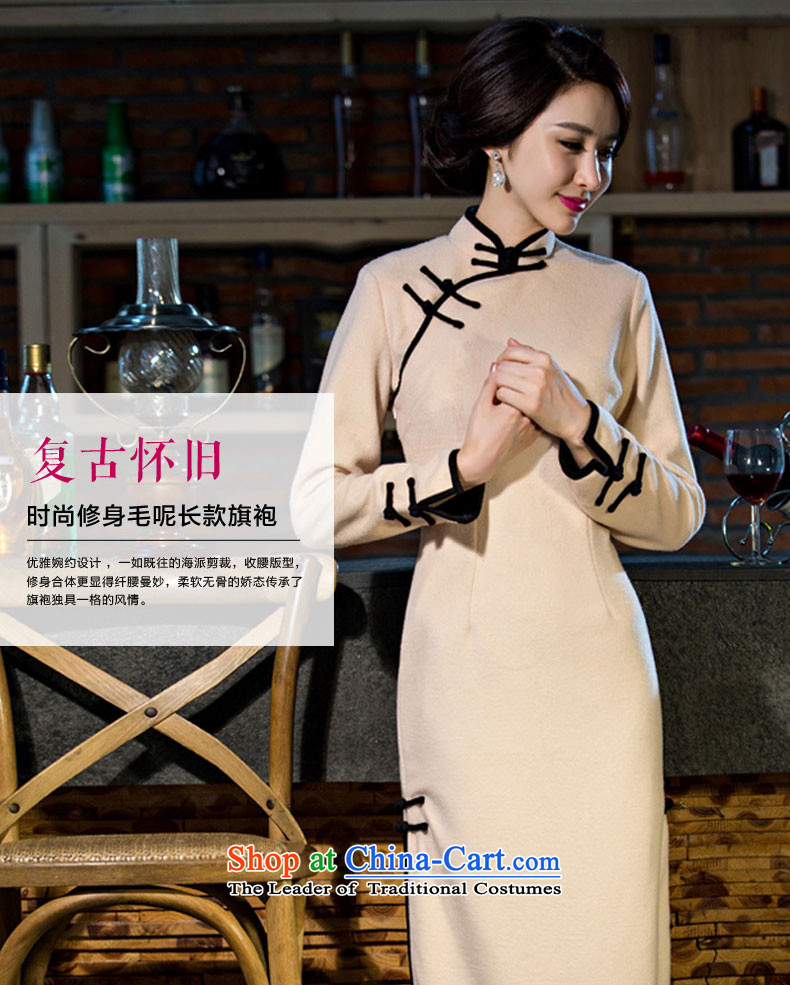 The cheongsam dress 2015 autumn and winter new stylish retro hair everyday? long large long-sleeved Ms. Sau San dresses beige 2XL-30 day shipping picture, prices, brand platters! The elections are supplied in the national character of distribution, so action, buy now enjoy more preferential! As soon as possible.