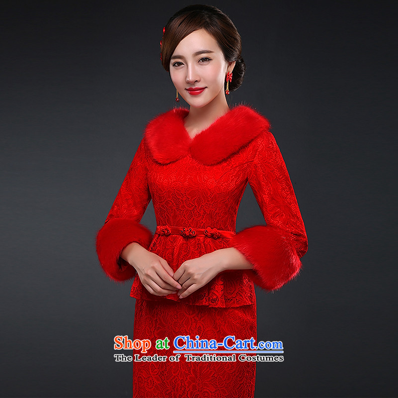 Hillo Lisa (XILUOSHA) Bride bows service long-sleeved autumn qipao Chinese wedding dress bride replacing dress new marriage 2015 qipao lace red , L HILLO Lisa (XILUOSHA) , , , shopping on the Internet
