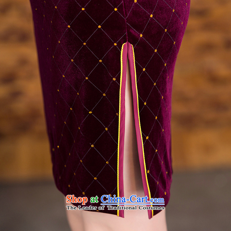 Yuan of fuser Arabic 2015 Autumn Load Improvement scouring pads qipao cheongsam dress new stylish retro 7 cuff qipao Ms. dresses M9539 dark red S, YUAN YUAN of SU) , , , shopping on the Internet