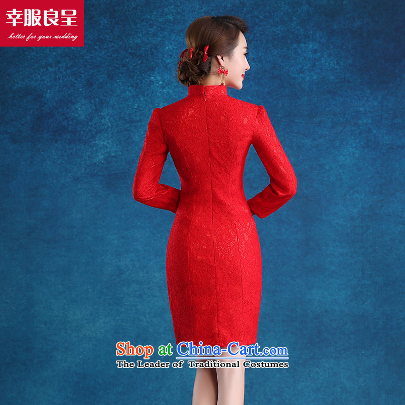 The bride with a drink service 2015 new short cheongsam, Sau San Chinese wedding dress autumn and winter red wedding dress short, 7 , L, a service cuff-leung , , , shopping on the Internet