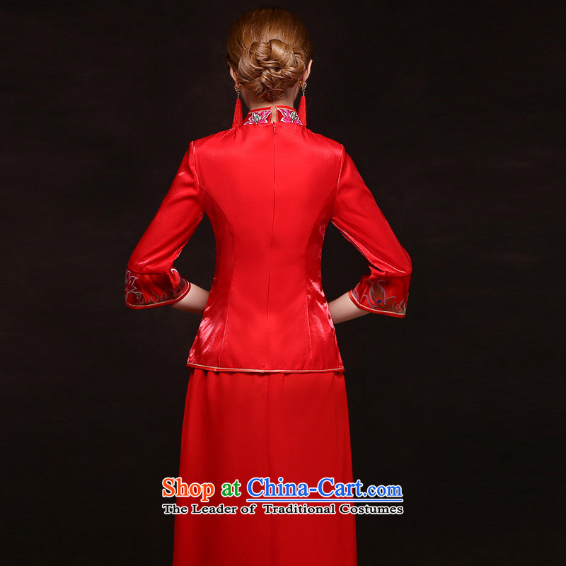 Time the new Syrian) 2015 wedding dresses marriages CHINESE CHEONGSAM red long-serving drink wo service of autumn and winter female XL, time Syrian shopping on the Internet has been pressed.