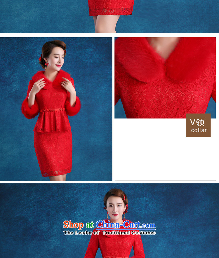 The bride with a drink service red back door onto Chinese style wedding dress retro short qipao 2015 new short autumn and winter, 9 $+16 head-dress cuff S picture, prices, brand platters! The elections are supplied in the national character of distribution, so action, buy now enjoy more preferential! As soon as possible.