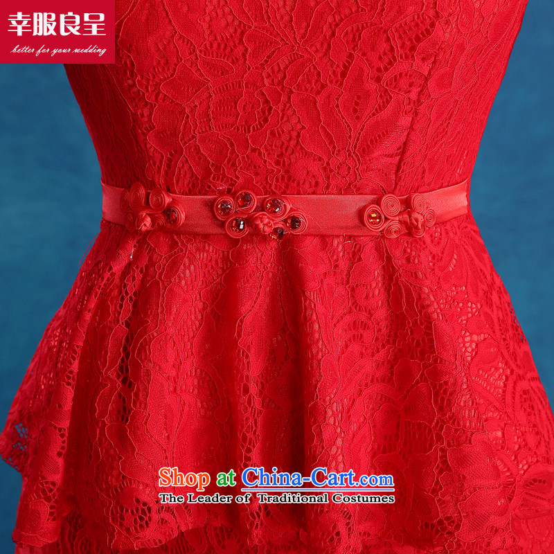 The bride with a drink service red back door onto Chinese style wedding dress retro short qipao 2015 new short autumn and winter, 9 $+16 head-dress cuff , a service-leung , , , shopping on the Internet