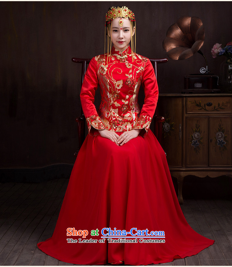 The Syrian Arab Republic 2015 autumn and winter time new bride wedding dress long-sleeved qipao booking wedding dress long wedding dress collar bows qipao red seven services cuff style M picture, prices, brand platters! The elections are supplied in the national character of distribution, so action, buy now enjoy more preferential! As soon as possible.