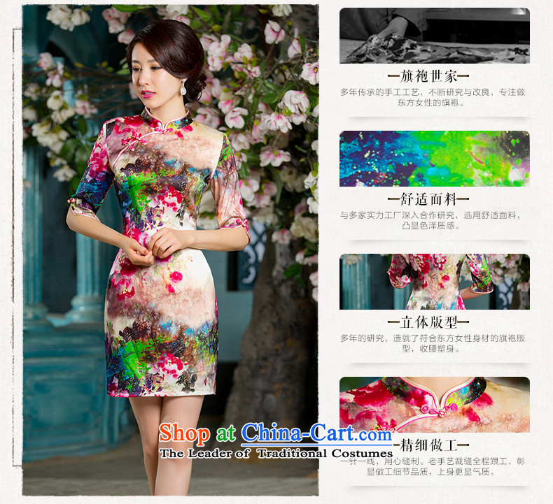 Ink 歆 Lingyao 2015 retro heavyweight Silk Cheongsam autumn new stylish in Ms. cuff cheongsam dress cheongsam dress HY628A improved picture color M brand, prices, picture platters! The elections are supplied in the national character of distribution, so action, buy now enjoy more preferential! As soon as possible.