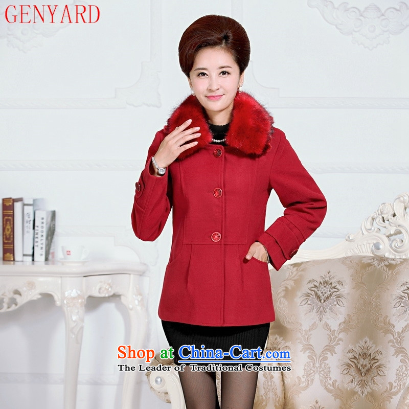 The elderly in the new GENYARD2015 WOMEN'S GROSS? large jacket boutique MOM pack with short of autumn lapel Sau San XXL,GENYARD,,, wine red T-shirt shopping on the Internet