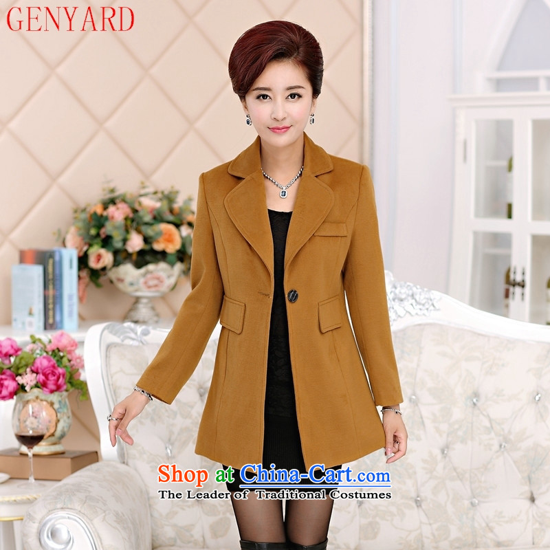 Gross? female jacket GENYARD 2015 new moms with middle-aged female loaded in the autumn jackets, long, older cashmere sweater turmeric yellow XXXL,GENYARD,,, shopping on the Internet