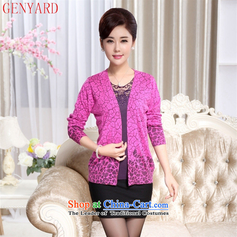 The fall of the new middle-aged GENYARD2015 large long-sleeved blouse embroidered in code of older women's clothes true autumn two kits of Knitted Shirt Red XL,GENYARD,,, shopping on the Internet